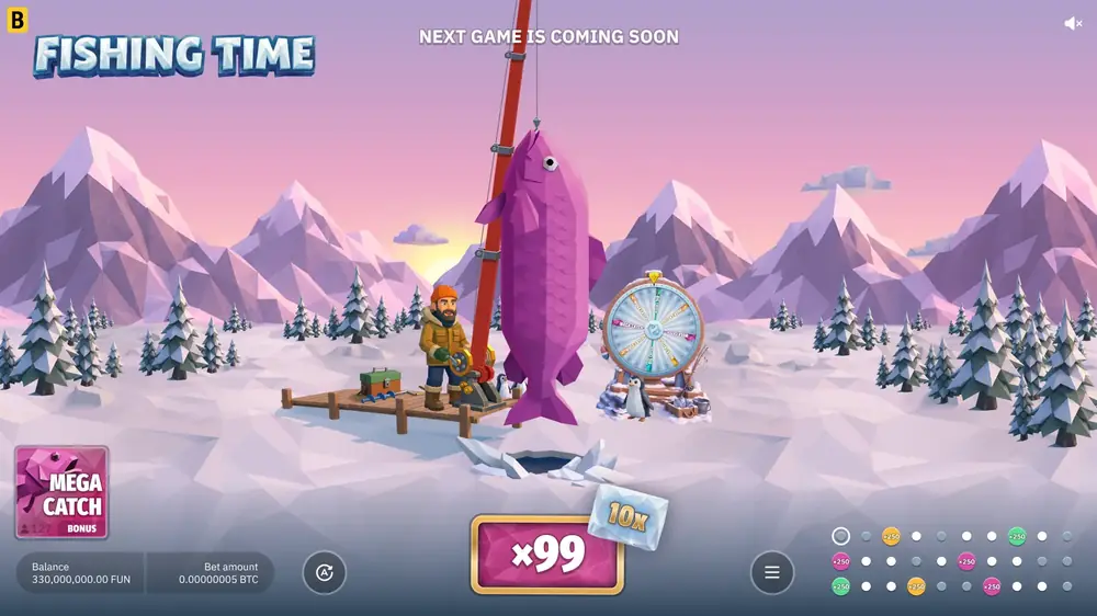 Mega Catch bonus round with violet fish